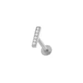 Edelstahl Zirkonia Stab Labret Piercing Stecker Ohrknorpel Variante Silberton Farbe glänzend. - Horizontaler Stab Zirkonia Stil / 1.2x6mm / Silber