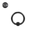 Black Titanium Captive Bead Ring BCR Body Piercing Jewelry - Matte Black Finish 16G - 0.8x8x3mm / Black