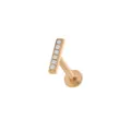 Goldfarbener Edelstahl Labret-Piercing-Stecker mit glitzerndem Zirkonia Stab Design. - Horizontaler Stab Zirkonia Stil / 1.2x6mm / Roségold