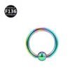Titanium captive bead ring rainbow body piercing jewelry sterile F136 titanium 8-12mm - Colorful