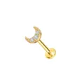 Edelstahl Zirkonia Mondsichel Labret Stecker Knorpel Ohrring Piercing Schmuck Gold - Mond Stil / 1.2*6mm / Gold