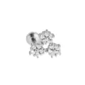 Edelstahl Zirkonia dreifache Blume Piercing Labret Stecker Ohrring Schmuck. - Drei Blumen Stil / 1.2x6mm / Silber
