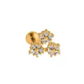 Goldfarbiger Edelstahl Zirkonia Blumen Labret Ohrring Knorpel Piercing Stecker Schmuck. - Drei Blumen Stil / 1.2*6mm / Gold