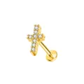 Goldener Edelstahl Zirkonia Kreuz Lippen Piercing Ohrknorpel Stab Schmuck Artikel - Kreuz Stil / 1.2*6mm / Gold