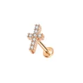 Roségold edelstahl zirkonia besetzt kreuz lippenpiercing ohrknorpel stecker schmuck - Kreuz Stil / 1.2*6mm / Roségold