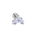Edelfstahl Lippenpiercing Ohrstecker mit drei quadratischen Zirkonia Kristallen Körperschmuck. - Herz-Stil / 1.2x6mm / Silber