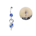 Acero inoxidable cristal azul corazón piercing ombligo joya moda accesorio mujer - Corazón de Strass (M840) / 1,6*11 mm / Azul