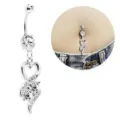 Acero inoxidable estrás corazón anillo ombligo piercing joyería corporal moda. - Corazón de Strass (M840) / 1,6*11 mm / Blanco