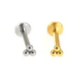Edelstahl Labret Stecker Piercing Schmuck mit Dreifach-Kugel Cluster, silber und gold Variante. - NO 2 Drei Perlen Cluster Stil / 1.2*6mm / Silber