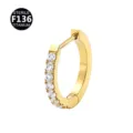 F136 titanium scharnierende oorring met fonkelende zirkonia stenen, ideaal piercing sieraad. - Platte ronde strass goud