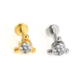 Edelstahl Labret Piercing Stecker mit Zirkonia und kleinen Kugeln für Lippe und Ohr. - NO 3 Einzelne Eingelegte Strass Perle Stil / 1.2*6mm / Silber