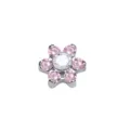 Ανοξείδωτο top piercing dermal σε σχήμα λουλουδιού με ροζ και λευκές ζιρκόνιες πέτρες. - Σπείρωμα 1,2x6mm M1,2 / Ροζ