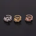 Edelstahl U-förmige Knorpel-Ohrklemme Zirkonia Ohrring ohne Ohrloch, 3 Farben Set. - Stil 3 / Roségold
