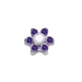Εντυπωσιακό άνθος microdermal piercing top με διαφανές κρύσταλλο και έξι μωβ πέτρες. - Σπείρωμα 1,2x6mm M1,2 / Μωβ
