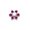 Ανοξείδωτο ατσάλινο flower dermal anchor piercing με ροζ και λευκά ζιργκόν 1.2mm. - Σπείρωμα 1,2x6mm M1,2 / Τριανταφυλλί