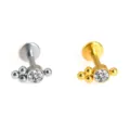 Edelstahl Labret Stecker Ohrring Kristall Cluster Piercing Schmuck Silber Gold - NO 5 Strass und Perlen Cluster Stil / 1.2*6mm / Silber