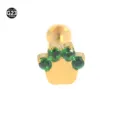 G23 Titan süße Katzenpfote Labret Piercing Schmuck mit funkelnden grünen Zirkonia Steinen - Katzenpfote-Stil (M1770) / 1,2 x 6 mm Stab / M0,9-Gewinde / Gold mit grünem Zirkon