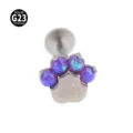 G23 Titan Süße Katzenpfote Labret Ring Opal Piercing Körperschmuck Modischer Stil - Katzenpfote-Stil (M1770) / 1,2 x 6 mm Stab / M0,9-Gewinde / Blauer Synthetischer Opal