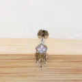 G23 Titanio Quadrato Zircone Catena Labret Stud Cartilagine Piercing Corpo Gioiello Articolo - 1.2*6mm / Tripla catena argento con strass