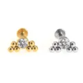 Edelstahl Cluster Kristall Labret Stecker Piercing Schmuck Variante in Gold und Silber. - NO 6 Perlencluster-Strass-Stil / 1.2*6mm / Silber