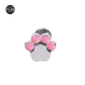 Titanium Katzenpfote Labret Piercing Stecker mit rosa Opalen, süßer Körperschmuck Variante - Katzenpfote-Stil (M1770) / 1,2 x 6 mm Stab / M0,9-Gewinde / Rosa Synthetischer Opal