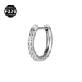 F136 titanium scharnier segment ring bezet met strass steentjes voor piercingsieraden. - Strass Ingelegd Zilver Wit Stijl