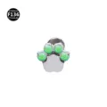 Titankette Pfote Labret Piercing mit grünem Opal, hautfreundlicher Körperschmuck neu. - Katzenpfote-Stil (M1770) / 1,2 x 6 mm Stab / M0,9-Gewinde / Grüner Synthetischer Opal