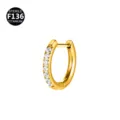 Stijlvolle Titanium F136 Zirkon Scharnier Segment Ring Neus Oor Piercing Sieraad - Strass Ingelegd Goud Wit Stijl