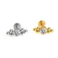 Edelstahl Labret Piercing Stecker Variante, silberner und goldener Kristall Cluster Schmuck. - NO 8 Geschweißter Perlencluster-Strass-Stil / 1.2*6mm / Silber