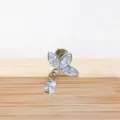 G23 Titanio Piercing Orecchio Trago Elica Ciondolo Gioiello Corpo Moda Donna Chic - 1.2*6mm / Tre foglie argento