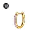 Gouden F136 titaan scharnierende segmentring met roze zirkonia voor lichaamspiercing. - Goudglitter met strass