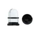 Transparenter Glas Ohrdehner Tunnel Piercing Schmuck in schwarz und klarer Pilz Optik. - Flacher Pilzstecker / 1.6mm / Unifarben Schwarz