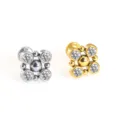 Edelstahl Cluster Labret Stecker Ohrring mit funkelnden Steinen in Gold und Silber Farben. - NO 9 Cluster Stil mit Vier Eingelegten Strasssteinen / 1.2*6mm / Silber