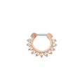 Stainless steel rhinestone nose ring body piercing jewelry 10mm fashion septum clicker - Rose Gold Case White Dial