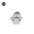 Titanium Katzenpfote Labret Piercing mit irisierenden Kristallen, stilvoller Körperschmuck. - Katzenpfote-Stil (M1770) / 1,2 x 6 mm Stab / M0,9-Gewinde / Versilberter AB Weißer Zirkonia