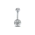 Titanium Crystal Navel Piercing Ring Curved Barbell Body Jewelry Belly Button Ring 14G - 1.6x6x5x8mm / Silver