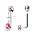 Titanium G23 Navel Piercing Jewelry with Pink Zirconia Curved Barbell 11mm Length - 1.6*11*5mm / Pink
