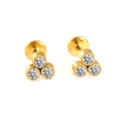 Goldfarbener Edelstahl Labret Lippenring Stecker mit funkelndem Kristall Dreier-Cluster. - NO 11 Dreieck Drei-Strass-Cluster-Stil / 1.2*6mm / Silber