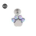 G23 Titan Süße Katzenpfote Labret Stecker Piercing Schmuck mit Buntem Opal Für Damen - Katzenpfote-Stil (M1770) / 1,2 x 6 mm Stab / M0,9-Gewinde / Irisierender Künstlicher Opal (OP38)