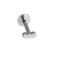 Orecchino piercing helix in titanio G23 decorato con tre pietre di zircone luminose. - 1.2*10mm / Tre strass argento-bianco
