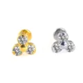 Internes Gewinde Body Piercing Lippenstecker Ohrstecker mit dreifachem Edelstein Cluster. - NO 13 Drei-Strass-Ansammlung-Stil / 1.2*6mm / Silber