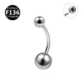 Titangewinde Bauchnabelpiercing gebogene Hantel Piercing Schmuck sterile Körpermodifikation - Silber