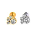 Edelstahl Körper Piercing Labret Ohrring Cluster Steine Gold und Silber Variante - NO 14 Multi-Stein-Cluster-Stil / 1.2*6mm / Silber