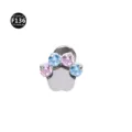 Titanium Katzenpfote Labret Piercing Schmuck mit funkelnden Zirkonia Steinen. - Katzenpfote-Stil (M1770) / 1,2 x 6 mm Stab / M0,9-Gewinde / Rosa und Aquamarin Strass