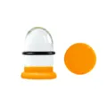Glas Dehnstab Ohrstecker transparente Pilz Ohr Tunnel Piercing Schmuck mit leuchtend orangem Fuß. - Flacher Pilzstecker / 1.6mm (1 Stück) / Einfarbig Orange