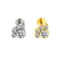 Edelstahl Pfoten Labret Piercing Ohrringe mit klaren Zirkonia Steinen in Silber und Gold. - NO 15 Pfotenabdruck-Stil / 1.2*6mm / Silber