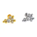 Edelstahl Kristall Cluster Labret Piercing Schmuck mit Metallkugeln, stilvoller Punk Stil. - NO 18 Strass-Blumencluster-Stil / 1.2*6mm / Silber