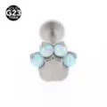 G23 Titan Süße Katzenpfote Labret Lippenpiercing Ring mit Blauem Opal Körperschmuck - Katzenpfote-Stil (M1770) / 1,2 x 6 mm Stab / M0,9-Gewinde / Blauer Künstlicher Opal (OP26)