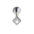 G23 Titanio Quadrato Zirconia Labret Perno Orecchio Cartilagine Tragus Piercing Gioiello - Stile Quadrato in Strass / 1.2*10mm / Argento