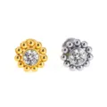 Edler Edelstahl Blumen Piercing Stecker mit klarem Kristall und kleinen Perlen Variante. - NO 20 Blumen Strass Stil / 1.2*6mm / Silber